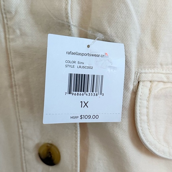 Ecru Beige Utility Jean Jacket for Women By ELLA Rafaella Sz 1X NEW! - Picture 3 of 6